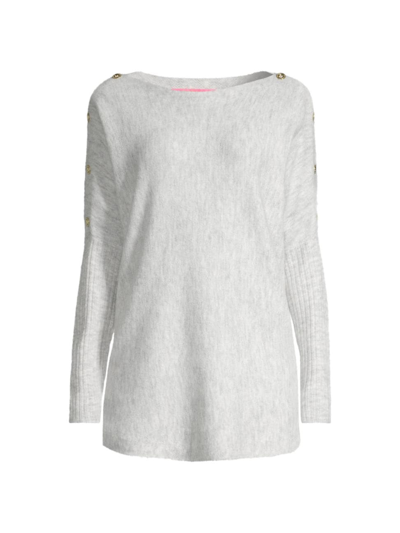 Shop Lilly Pulitzer Women's Arna Buttoned Longline Sweater In Heathered Seaside Grey