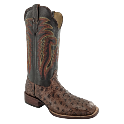 Pre-owned Western R. Wason Rw4501 Kango Tabac Bruciato Full Quill Ostrich  Boots In Brown