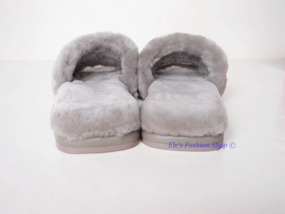 Pre-owned Tory Burch Double T Shearling Fur Slide Gray Heron 6.5 7 7.5 8 8.5 9 Authntc