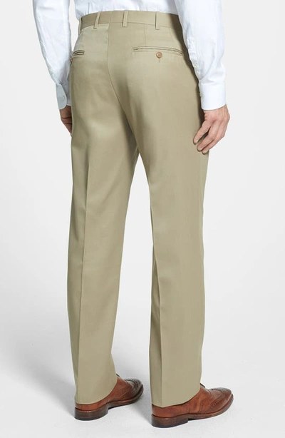 Shop Jb Britches Flat Front Worsted Wool Trousers In Khaki