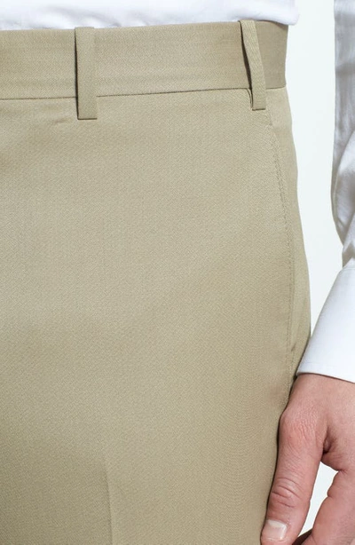 Shop Jb Britches Flat Front Worsted Wool Trousers In Khaki