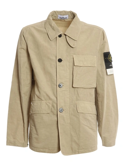 Shop Stone Island Lino Fiammato Jacket In Beige