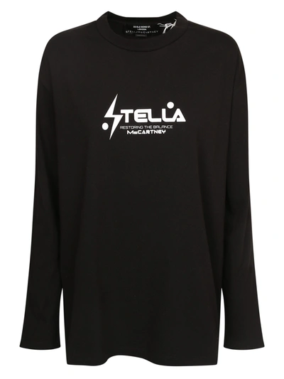 Shop Stella Mccartney T-shirt ml Logo Nero In Black