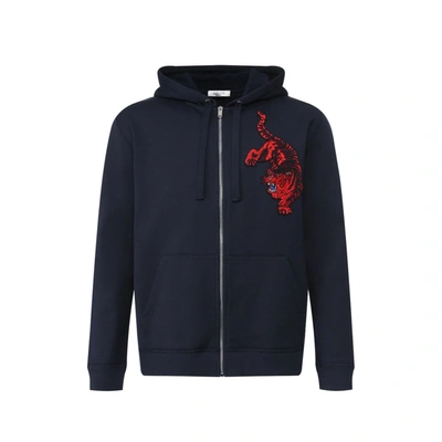 Shop Valentino Tiger Embroidered Sweatshirt In Blue