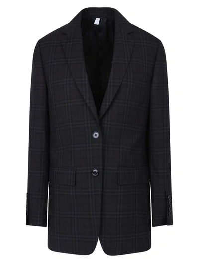 Shop Burberry Check Motif Jacket In Grey