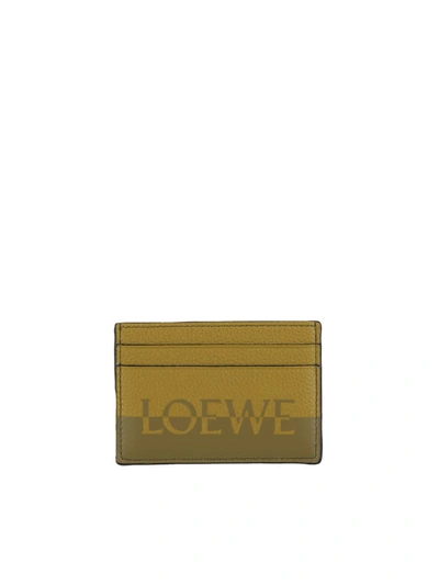 Shop Loewe Calfskin Signature Cardholder In Ochre/olive