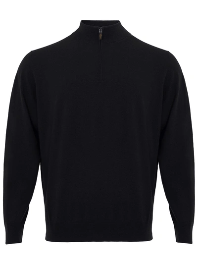 Shop Colombo Black Mock Cashmere Sweater With Half Zip