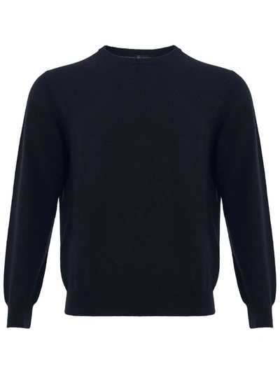 Shop Colombo Blue Navy Round Neck Cashmere Sweater
