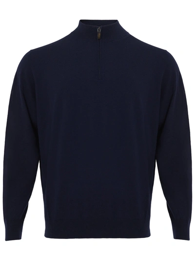 Shop Colombo Blue Mock Cashmere Sweater With Half Zip