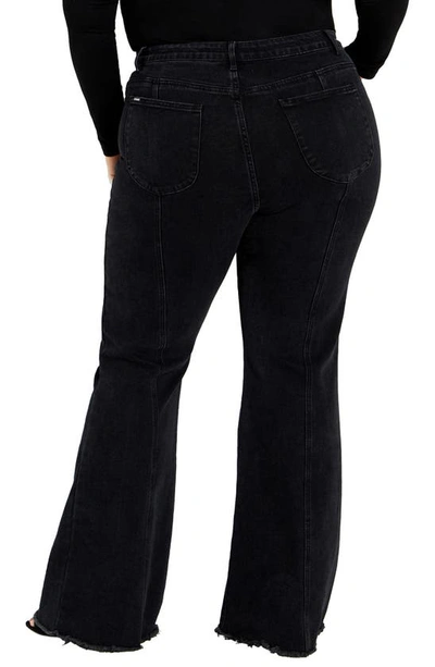 Shop City Chic Leah Flare Jeans In Black