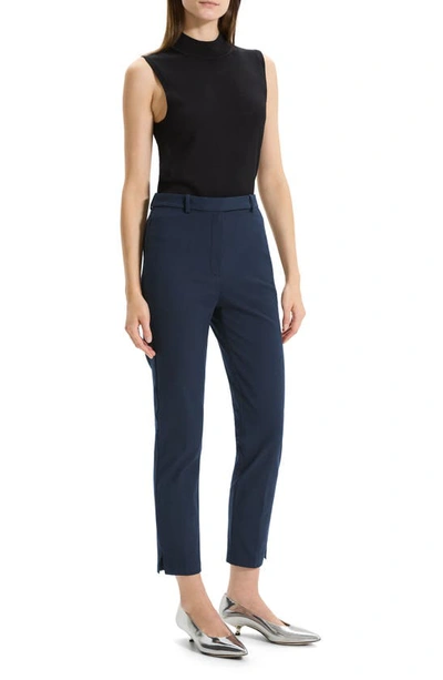 Shop Theory Bistre High Waist Tapered Ankle Pants In Nocturne Navy