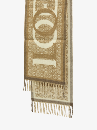 Shop Loewe Love Scarf In Wool And Cashmere In Beige