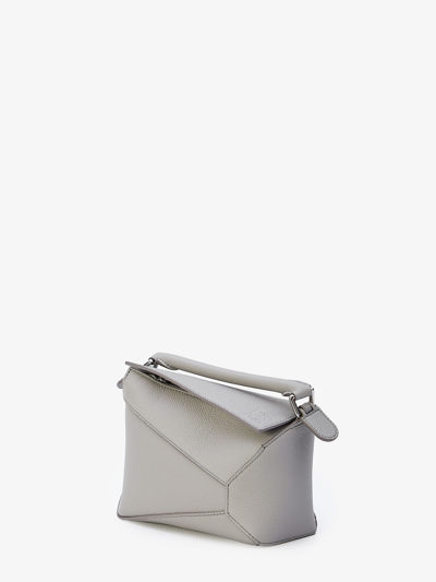 Loewe Mini Puzzle Edge Leather Shoulder Bag In Grey