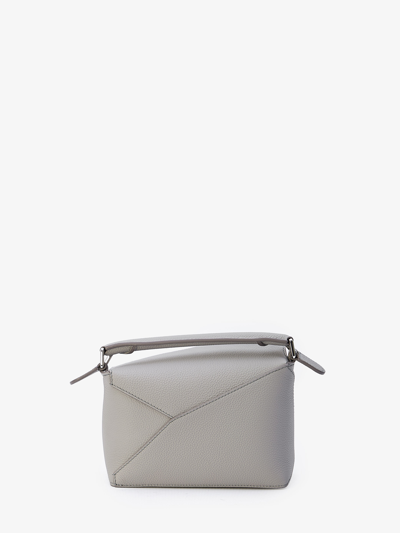 Loewe Mini Puzzle Edge Leather Shoulder Bag In Grey