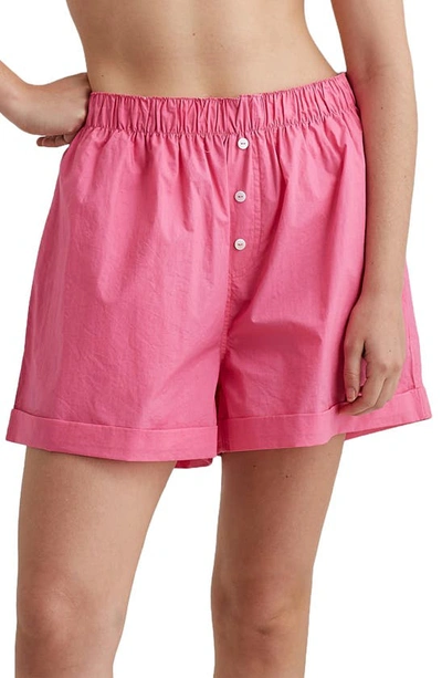 Shop Papinelle Boyfriend Cotton Boxer Shorts In Sangria Pink