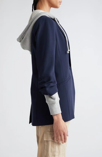 Shop Cinq À Sept Hooded Khloe Jacket In Navy/ Heather Grey