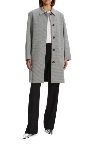 Shop Theory Gingham Tailored Stretch Wool Coat In Black Multi
