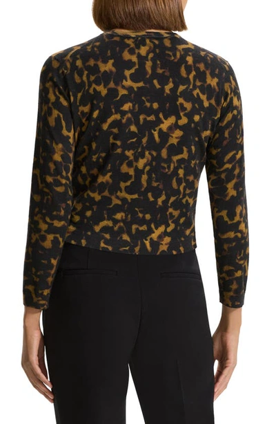 Shop Theory Tortoise Pattern Merino Wool Cardigan In Dark Brown Multi