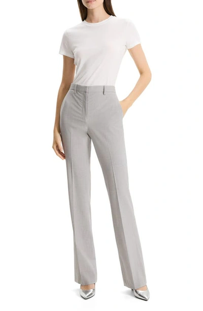 Shop Theory Stretch Wool Trousers In Light Grey Melange