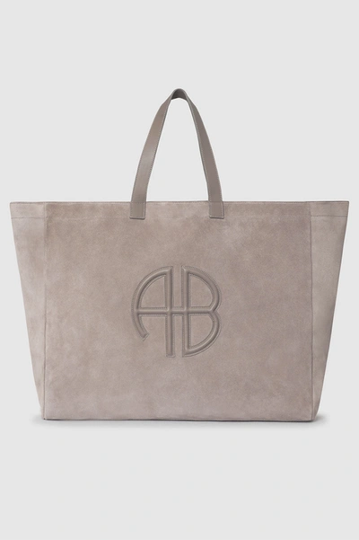 Shop Anine Bing Xl Rio Tote In Taupe Suede