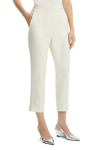 Shop Theory Admiral High Waist Slim Fit Crop Pants In Rice