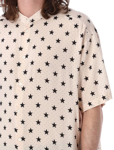 Shop Balmain Star Print Shirt In Avorio Nero