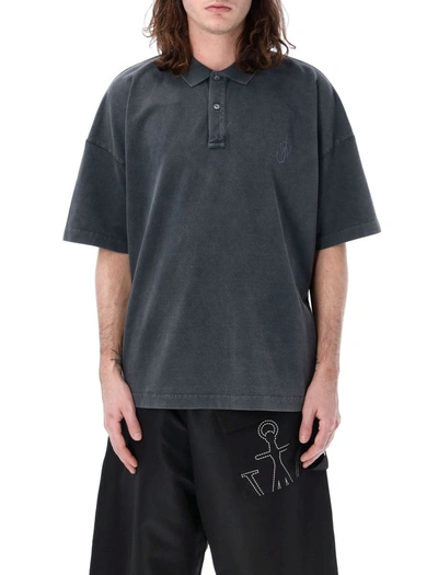 Shop Jw Anderson J.w. Anderson Logo Polo Shirt In Charcoal