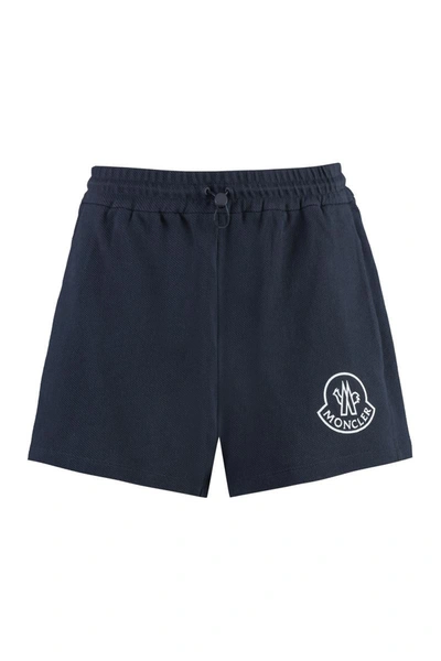 Shop Moncler Cotton Shorts In Blue