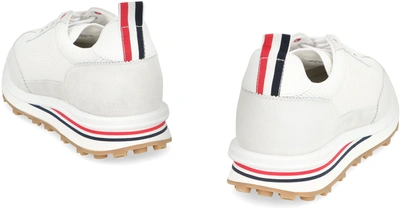 Shop Thom Browne Leather And Fabric Low-top Sneakers In White