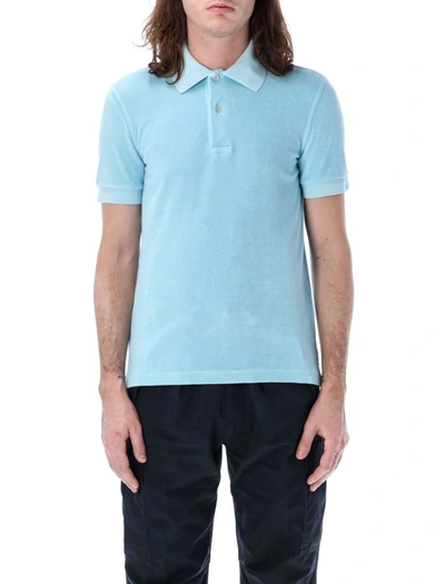 Shop Tom Ford Towelling Polo In Sky