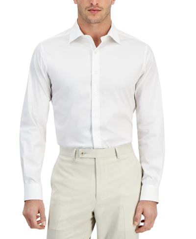 Shop Alfani Men's Slim-fit Temperature Regulating Solid Dress Shirt, Created For Macy's In Bright White