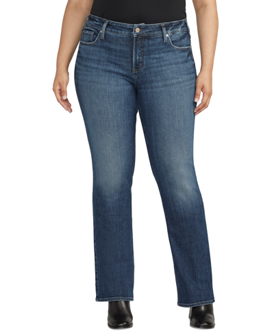 Shop Silver Jeans Co. Plus Size Elyse Mid-rise Comfort-fit Slim Bootcut Jeans In Indigo