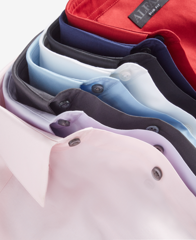 Shop Alfani Men's Slim-fit Temperature Regulating Solid Dress Shirt, Created For Macy's In Blu Notte