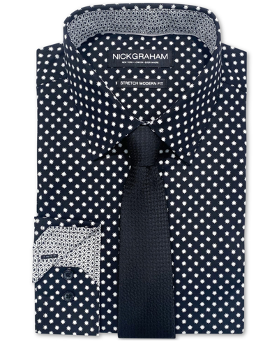 Shop Nick Graham Men's Big Dipper Stars Dress Shirt & Tie Set In Black