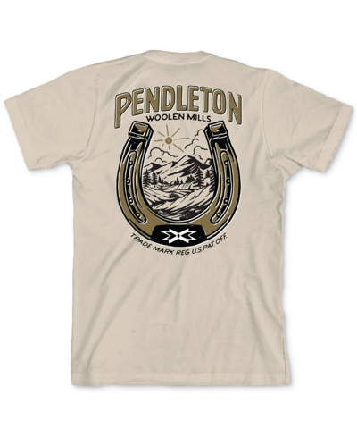 Shop Pendleton Men's Horseshoe Crewneck Short Sleeve Graphic T-shirt In Soft Cream,gold