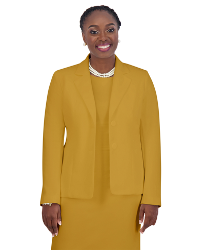 Shop Kasper Notched-collar Two-button Blazer, Women's & Plus Size In Classic,yell