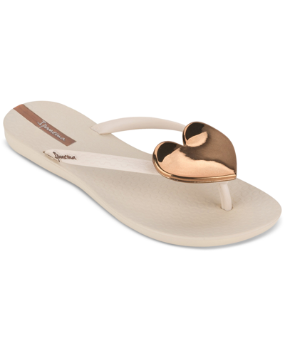 Shop Ipanema Women's Wave Heart Sparkle Flip-flop Sandals In Beige,bron