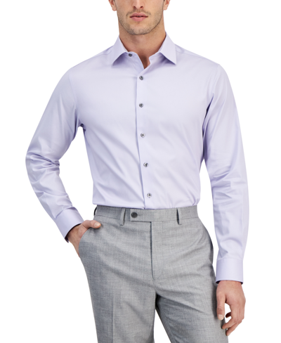 Shop Alfani Men's Regular-fit Temperature Regulating Solid Dress Shirt, Created For Macy's In Lilac Whisper