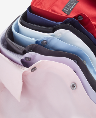 Shop Alfani Men's Regular-fit Temperature Regulating Solid Dress Shirt, Created For Macy's In Lilac Whisper