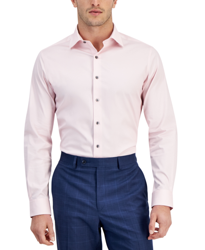 Shop Alfani Men's Slim-fit Temperature Regulating Solid Dress Shirt, Created For Macy's In Ballet Slipper