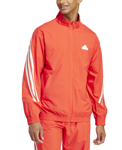 Shop Adidas Originals Men's Future Icons Stripe Woven Track Jacket In Red