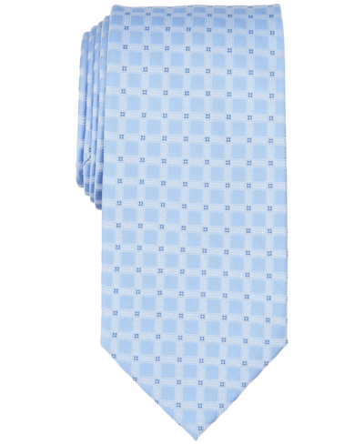 Shop Michael Kors Men's Longboat Grid Tie In Blue