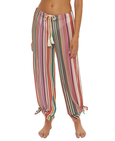 Shop Becca Women's Seaside Striped Crochet Cover Up Pants In Multi