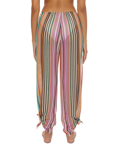 Shop Becca Women's Seaside Striped Crochet Cover Up Pants In Multi