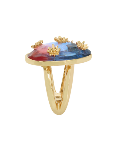 Shop Betsey Johnson Faux Stone Egg Cocktail Ring In Multi,gold