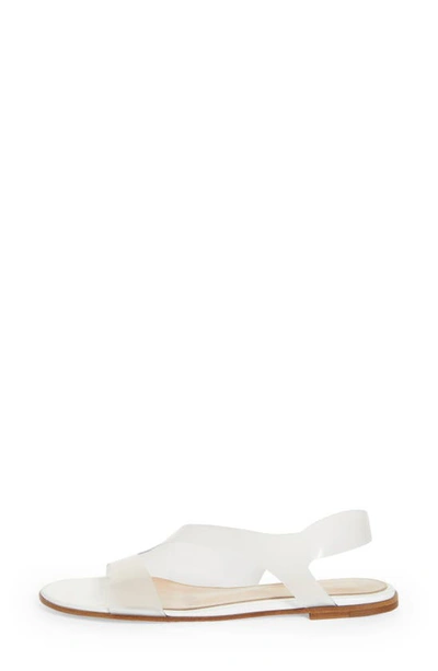 Gianvito Rossi Metropolis Flat Pvc Slingback Sandals In White/ White
