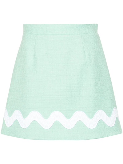 Shop Patou Tweed A-line Miniskirt - Women's - Polyamide/elastane/cotton In Green