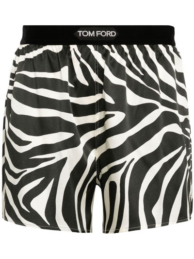 Shop Tom Ford Satin-shorts Mit Zebra-print In Neutrals