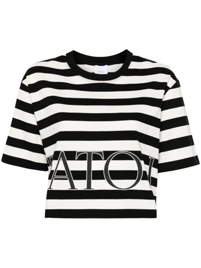 Shop Patou Black Striped Cotton T-shirt