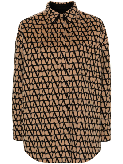 Shop Valentino Brown Toile Iconographe Reversible Shirt In Neutrals